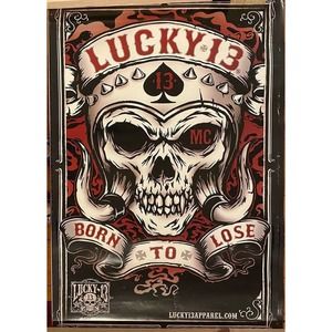 Large Lucky 13 Born to Lose Skull Poster